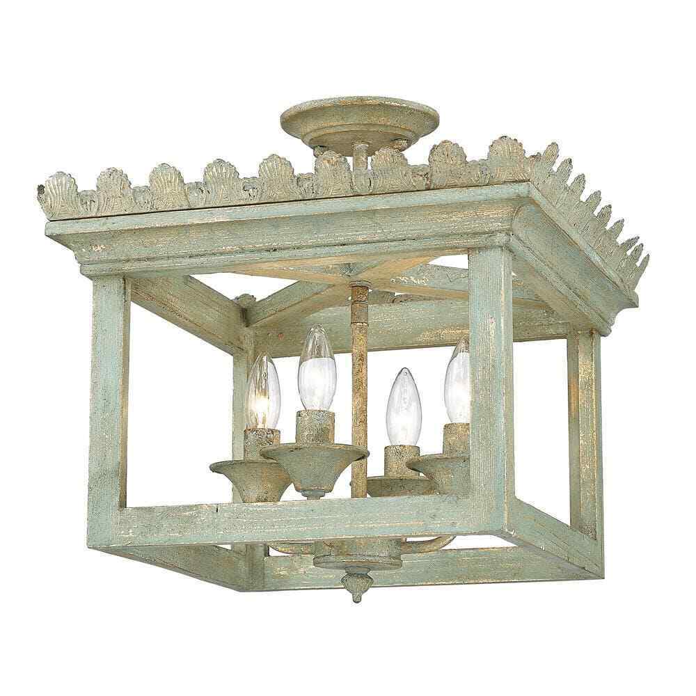 Golden Lighting Finley 16.25 in. Vintage Sage Semi-Flush Mount 0838-SF VS