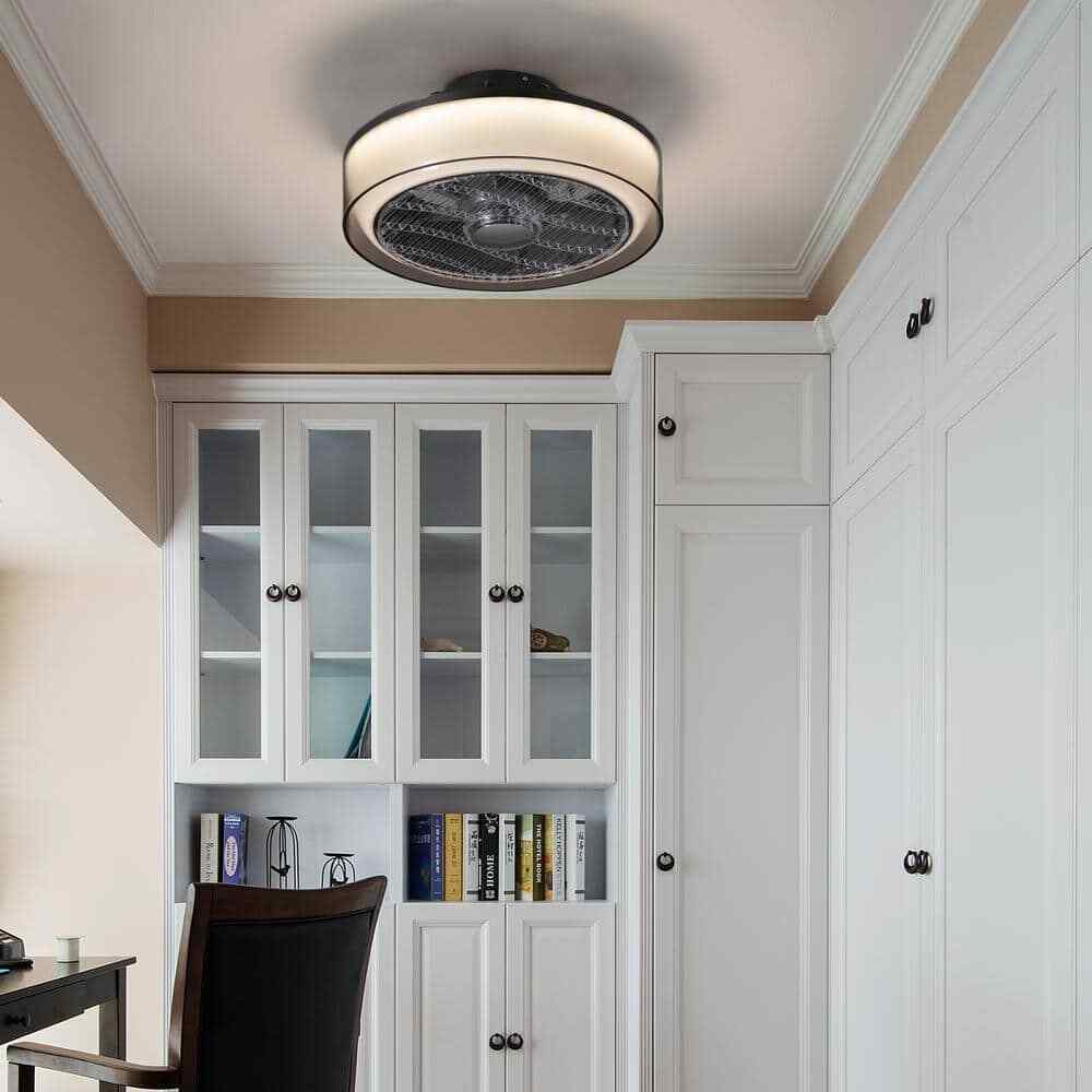 ANTOINE Modern Dimmable LED Indoor Gray Smart Enclosed Ceiling Fan w/ Remote
