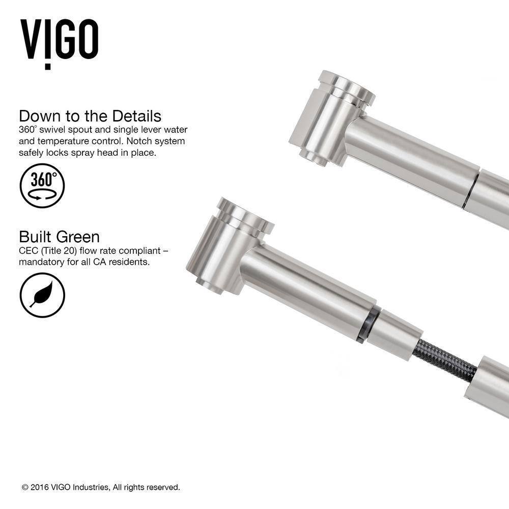 VIGO Branson Single-Handle Pull-Out Sprayer Kitchen Faucet in Stainless Steel
