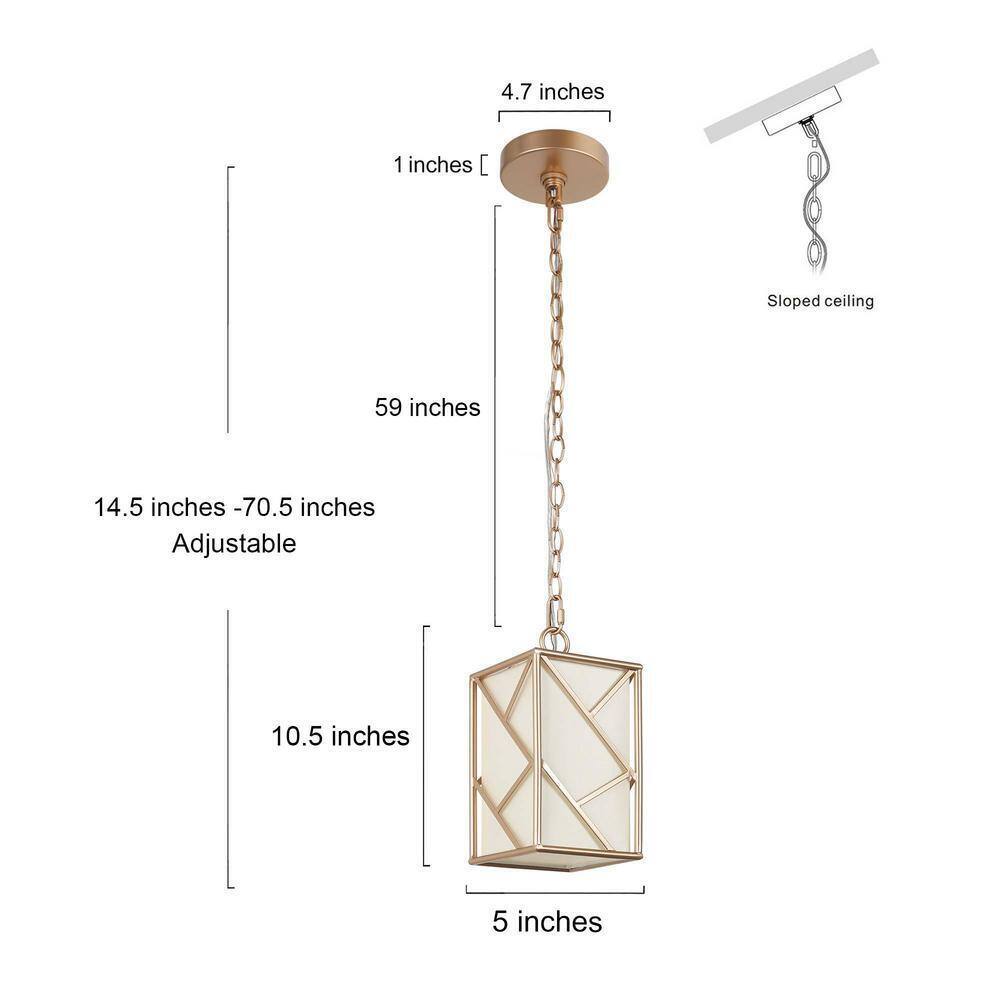 Uolfin Gold 1-Light Modern Geometric Lantern Kitchen Island Pendant Light