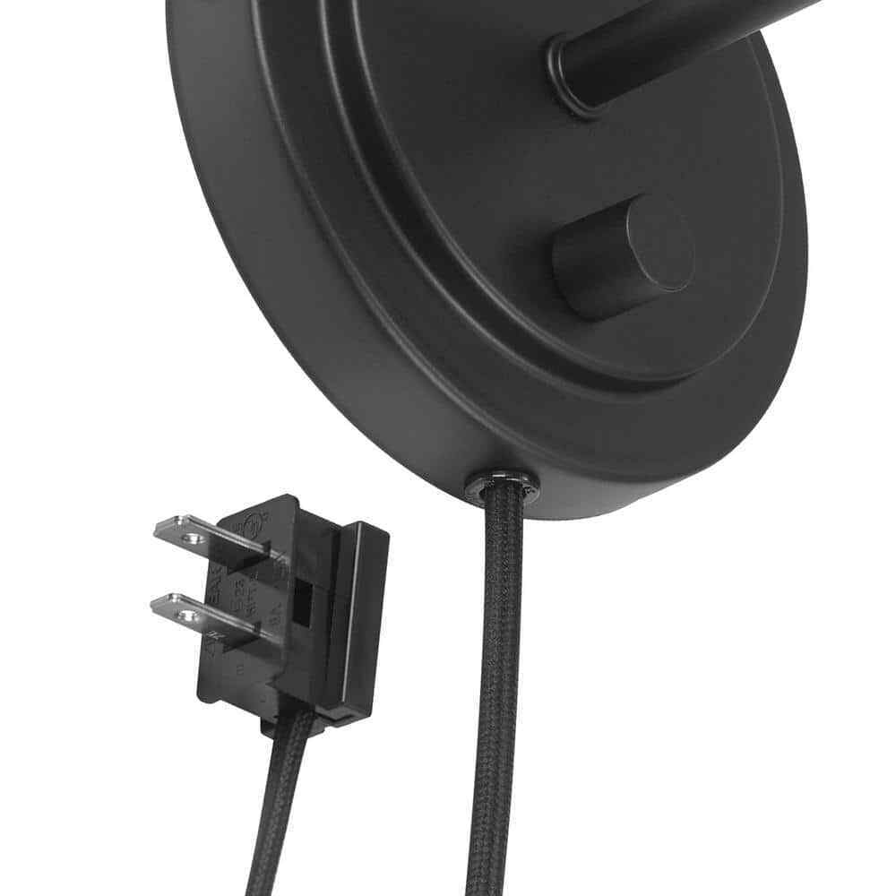 Hampton Bay Ridgeway 1-Light Matte Black Wall Sconce with LED Bulb T20