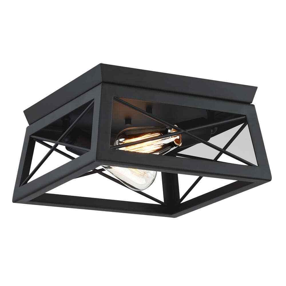 Hukoro Mousse 12 in. W. 2-Light Flush Mount with Matte Black finish
