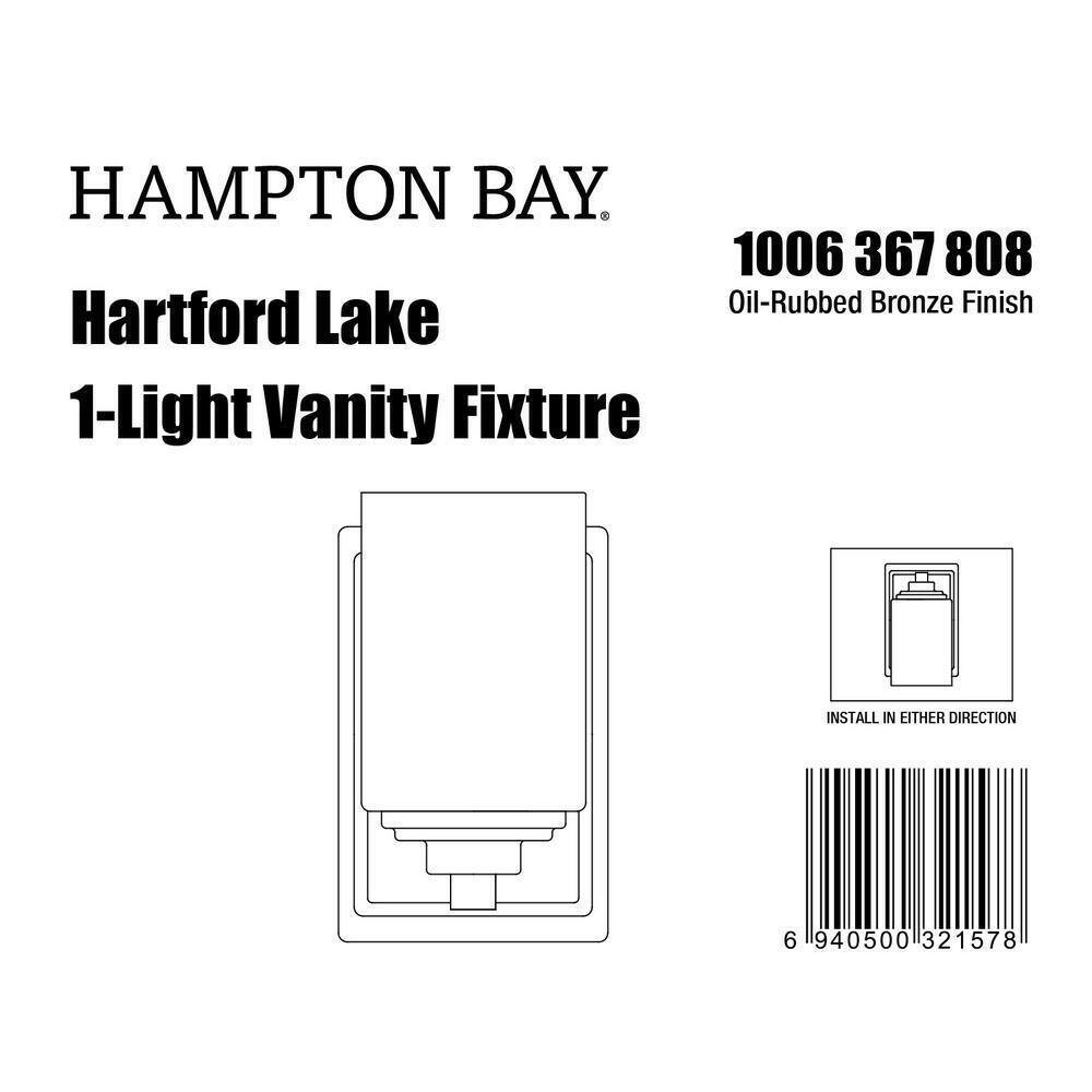 Hampton Bay Hartford Lake 7.28 in. 1-Light Oil Rubbed Bronze Indoor Wall Sconce