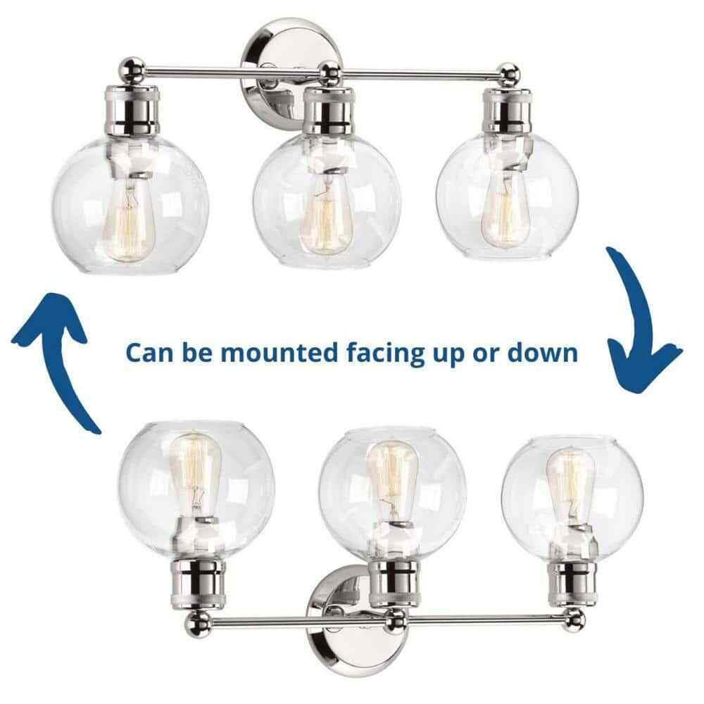 Progress Lighting Hansford 3-Light Polished Nickel Clear Glass Vanity Light