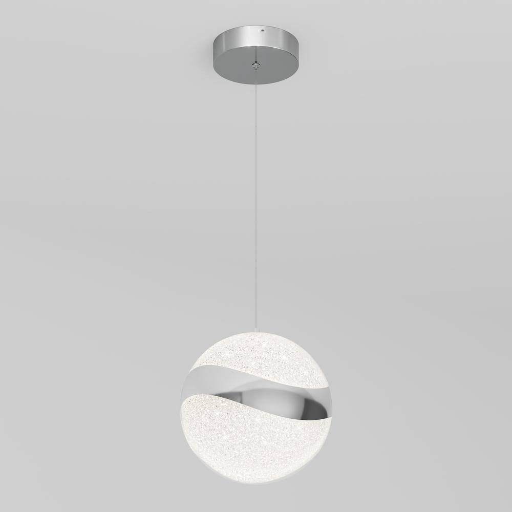 Artika Wavey Ball 20-Watt LED Chrome Modern Hanging Mini Pendant Light Fixture