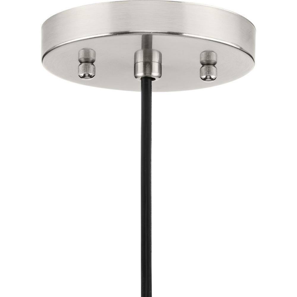 Progress Lighting Hinton 8" Brushed Nickel Pendant w/ Clear Seeded Glass Shade