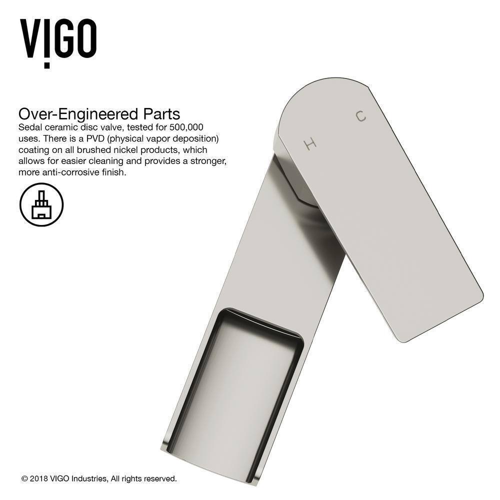 VIGO Amada Single Handle Single-Hole Bathroom Vessel Faucet in Brushed Nickel
