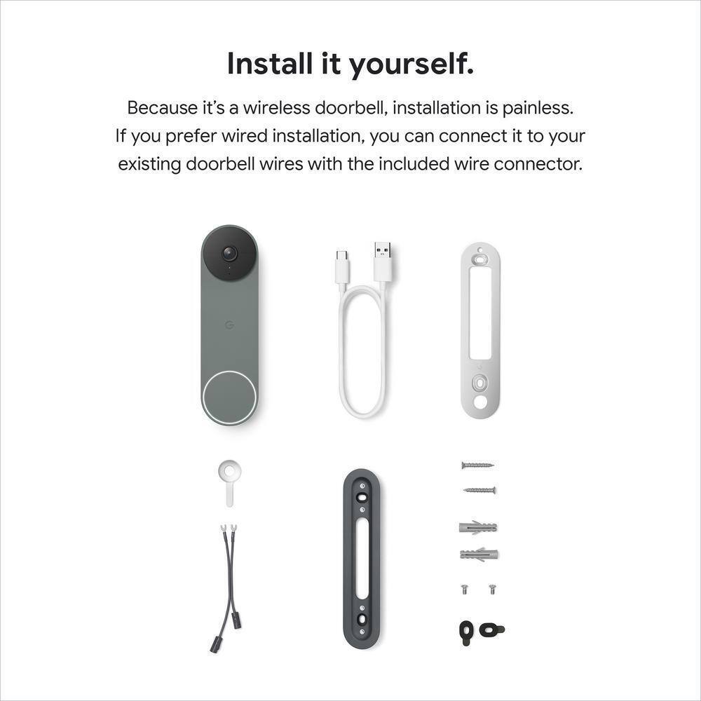 Google Nest Doorbell Battery - Smart Wi-Fi Video Doorbell Camera - Ivy