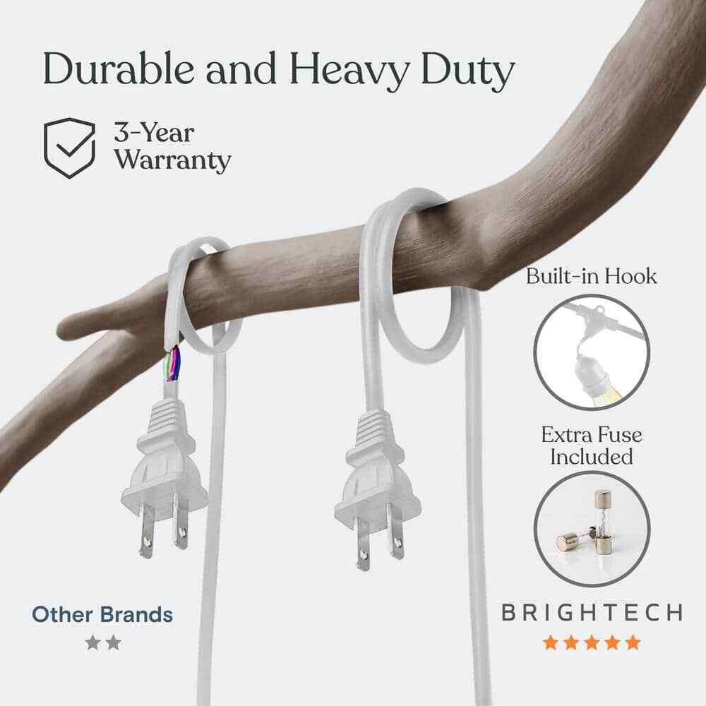 Brightech Ambience Pro White 15-Light 48 ft. LED S14 Edison Bulb String-Light