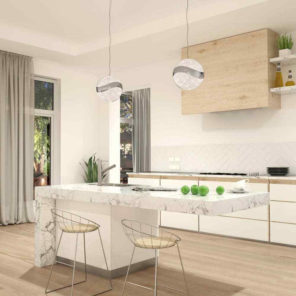 Artika Wavey Ball 20-Watt LED Chrome Modern Hanging Mini Pendant Light Fixture