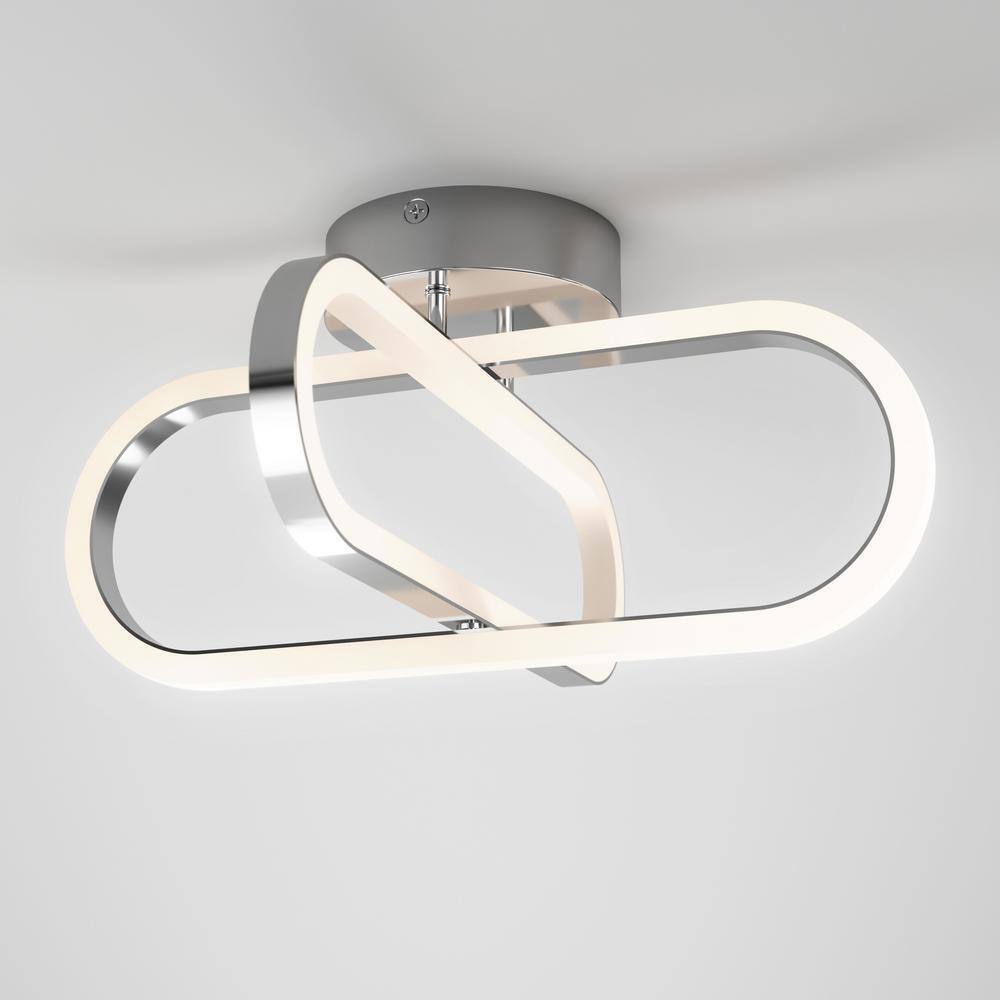 Artika Arlo 14 in. 1-Light Chrome LED Modern Flush Mount Ceiling Light
