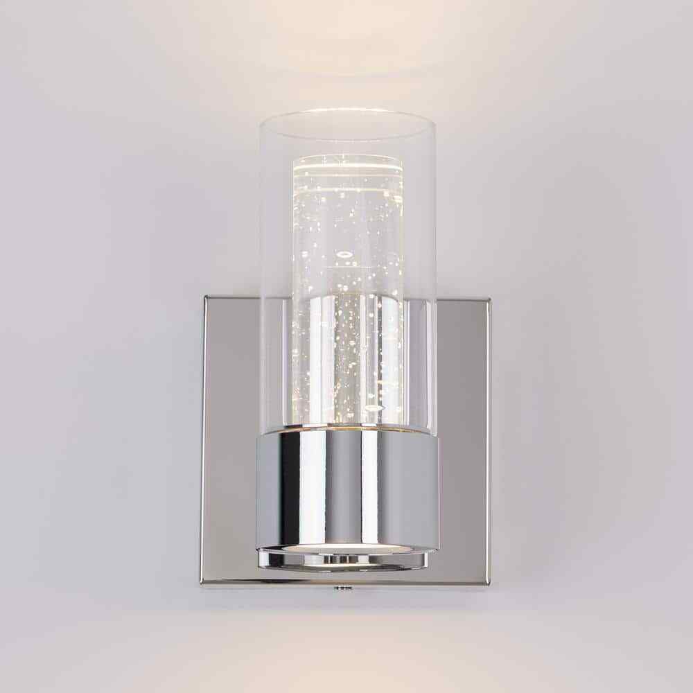 Artika Essence 4.3 in. 1-Light Chrome LED Wall Sconce Light Fixture for Bathroom