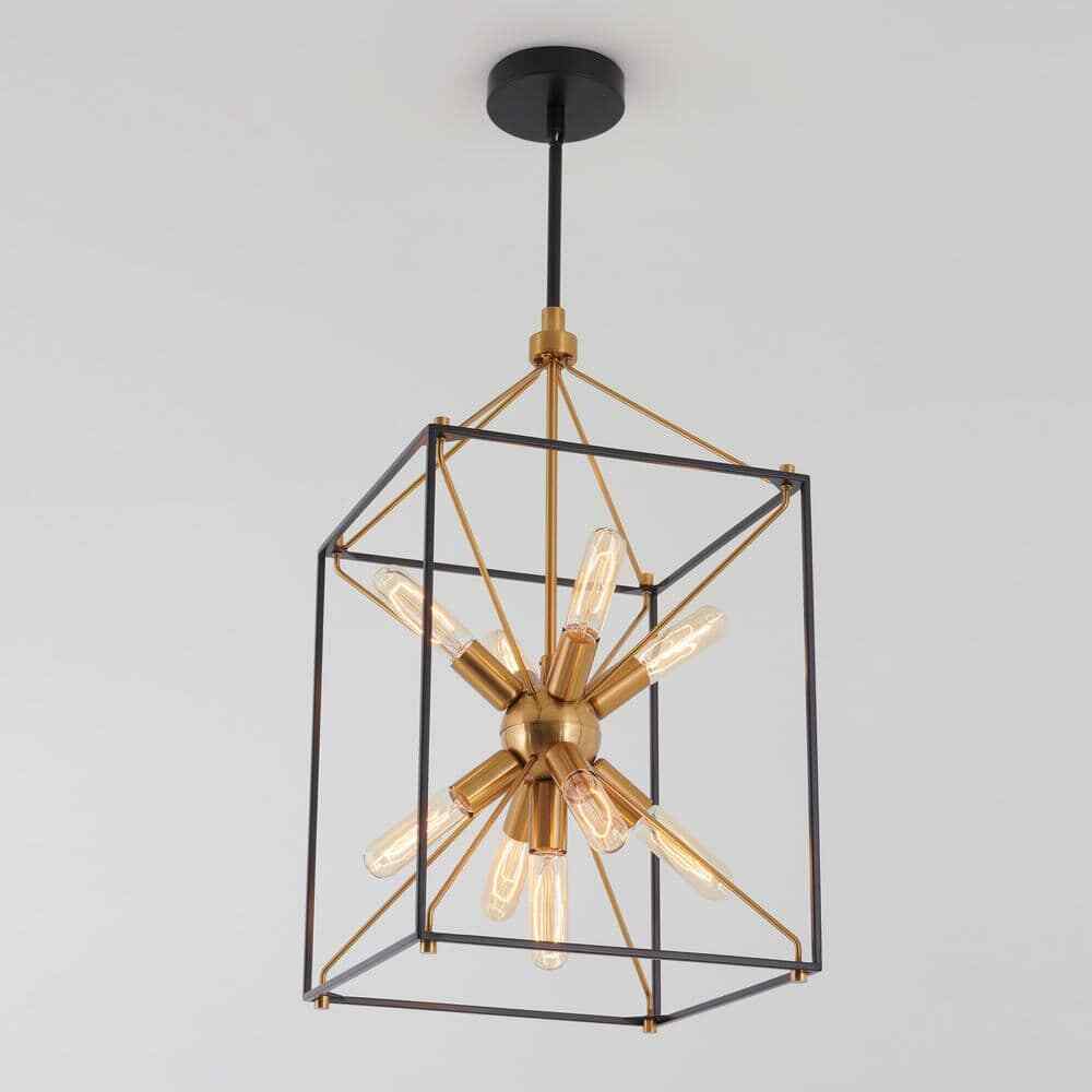 Artika Clyde 25-Watt 9-Light Black and Gold Modern Sputnik Pendant Chandelier