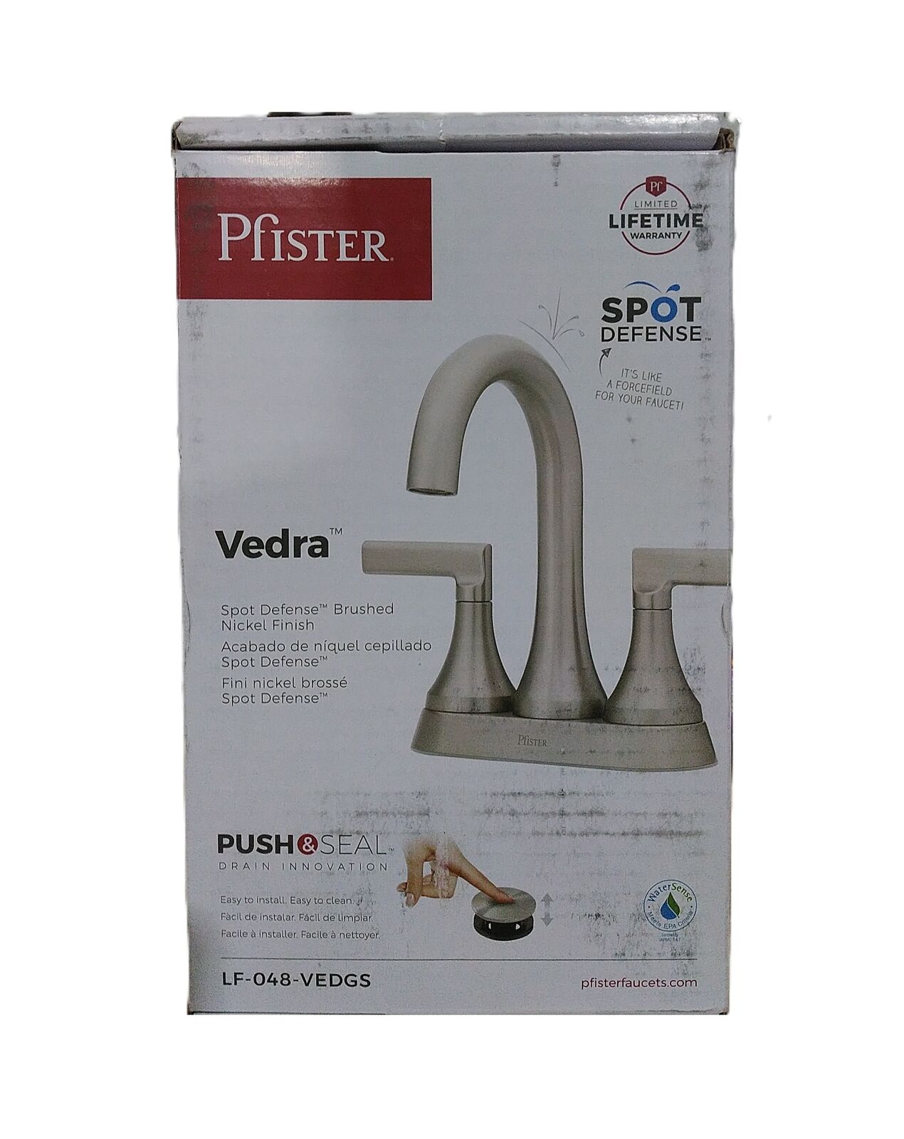 Pfister Vedra 4 in. Centerset Bathroom Faucet in Spot Defense Brushed Nickel