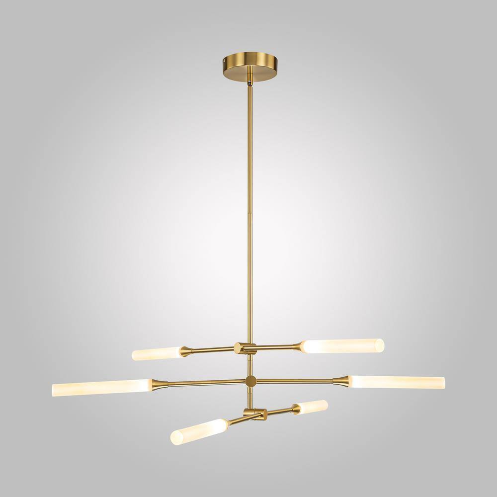 RRTYO Sumler 6-Light Integrated LED Gold Linear Sputnik Chandelier 8101000004863
