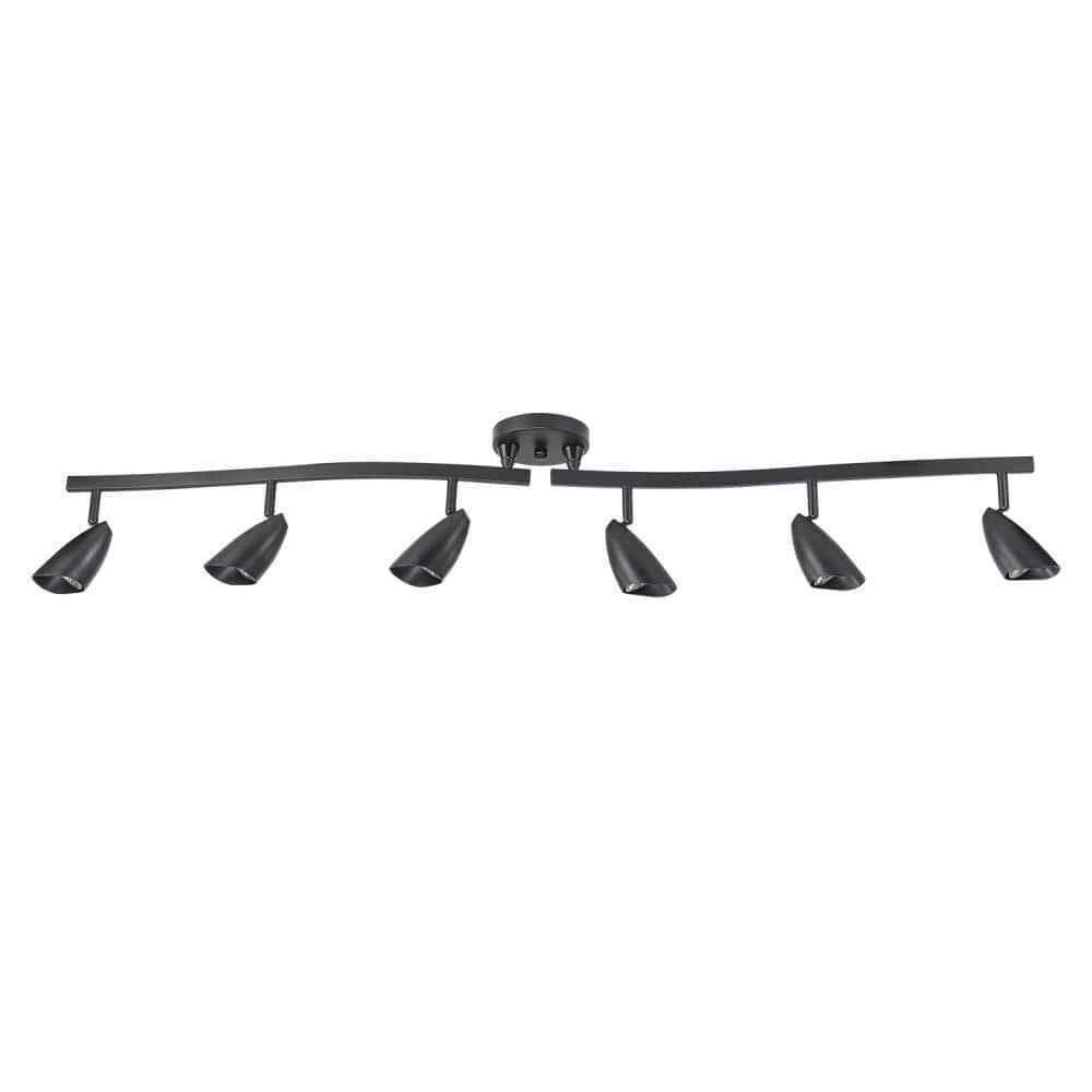 Globe Electric Grayson 4.4 ft. 6-Light Matte Black Halogen Track Lighting Kit