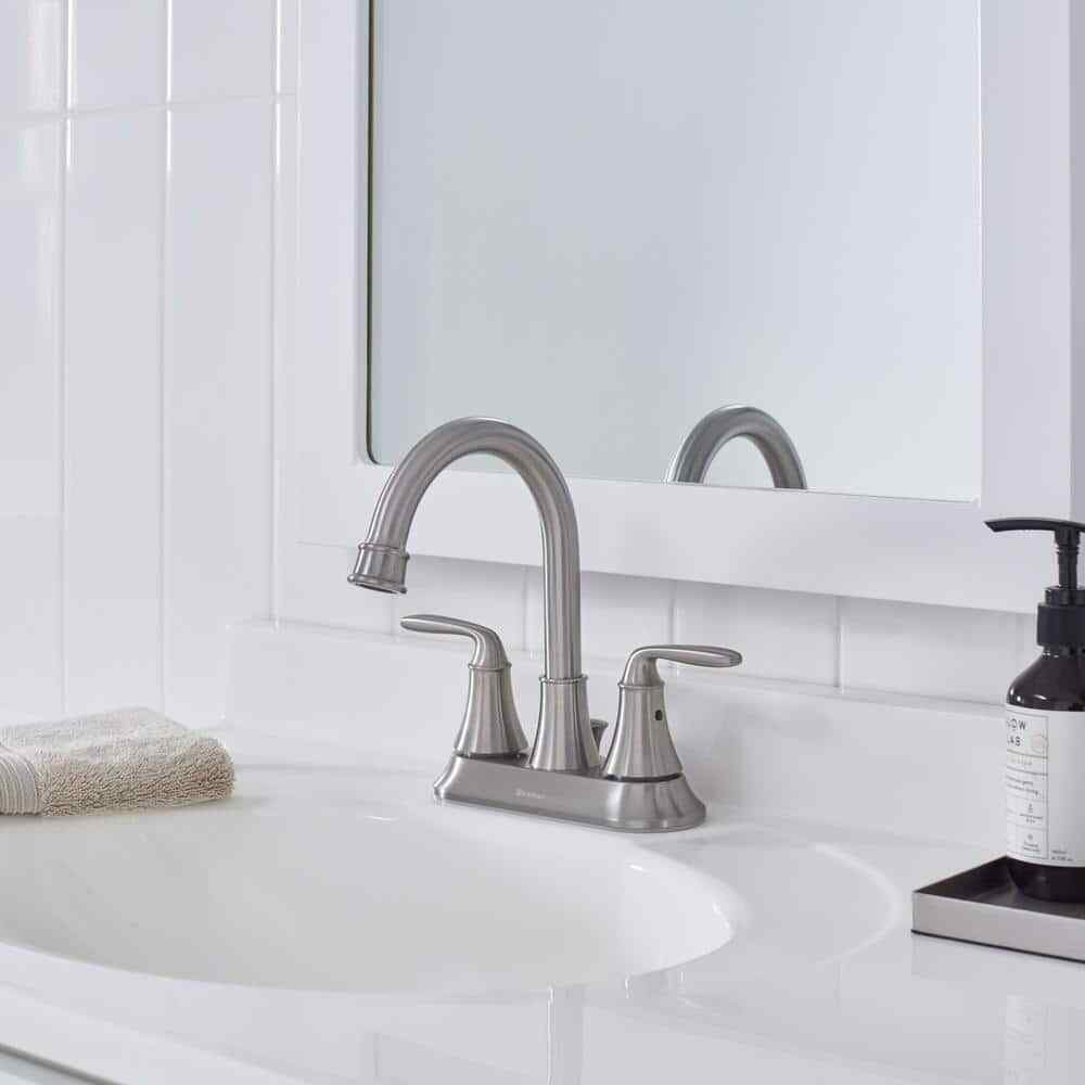 Glacier Bay Sadira 4 in. 2-Handle High-Arc Bathroom Faucet in Brushed Nickel
