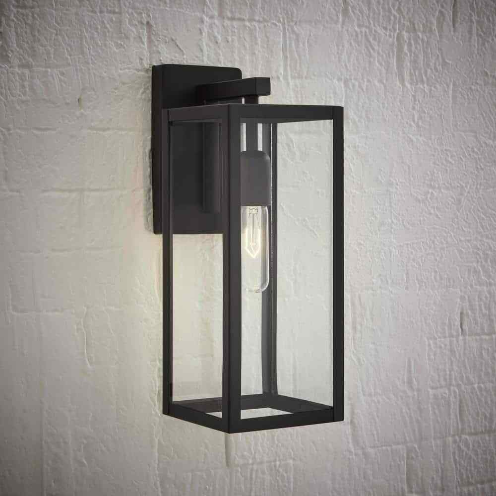 Hampton Bay Hurley Modern 1-Light Matte Black Hardwired Outdoor Wall Lantern