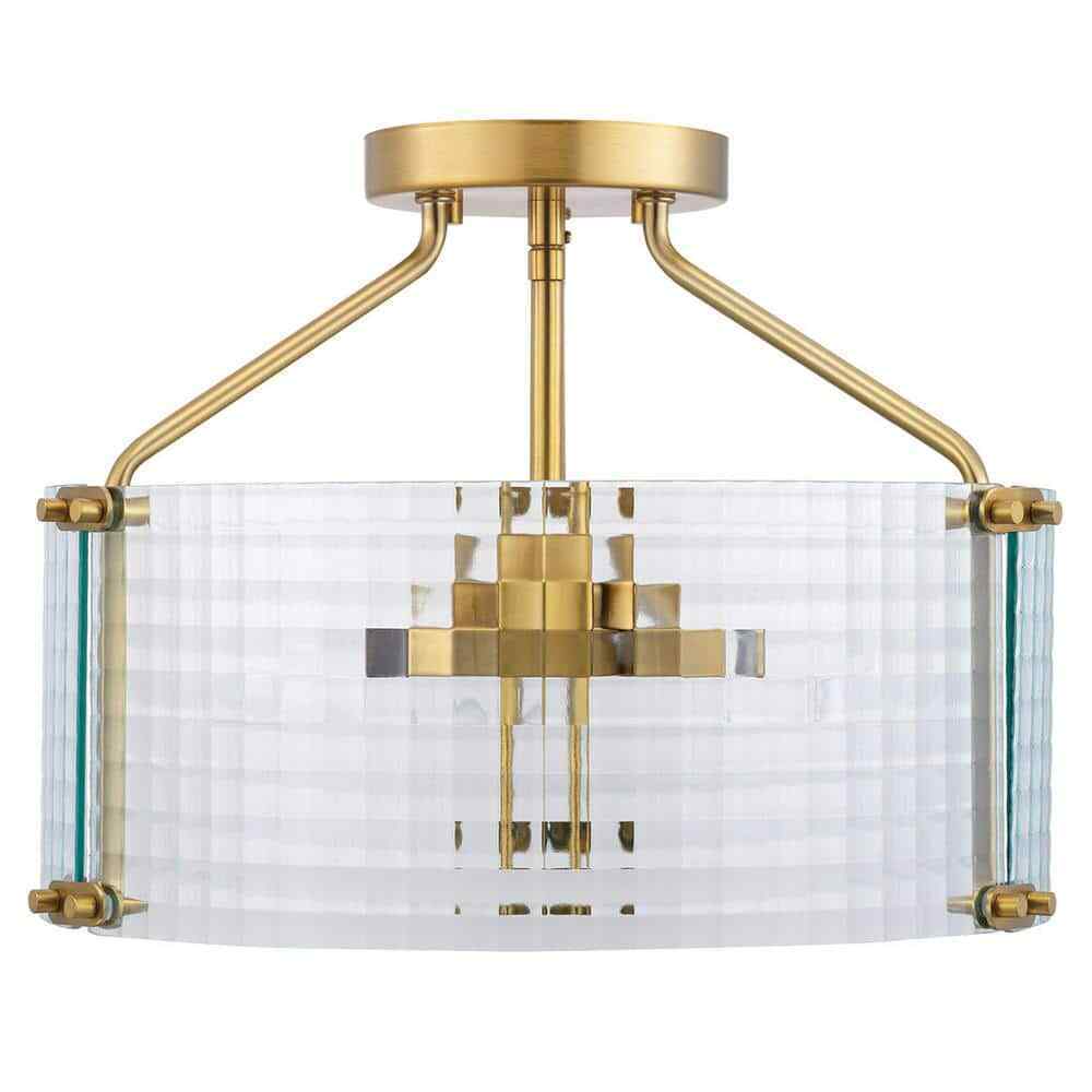 Home Decorators Collection Westlyn 15 in. 3-Light Brushed Brass Semi-Flush Mount