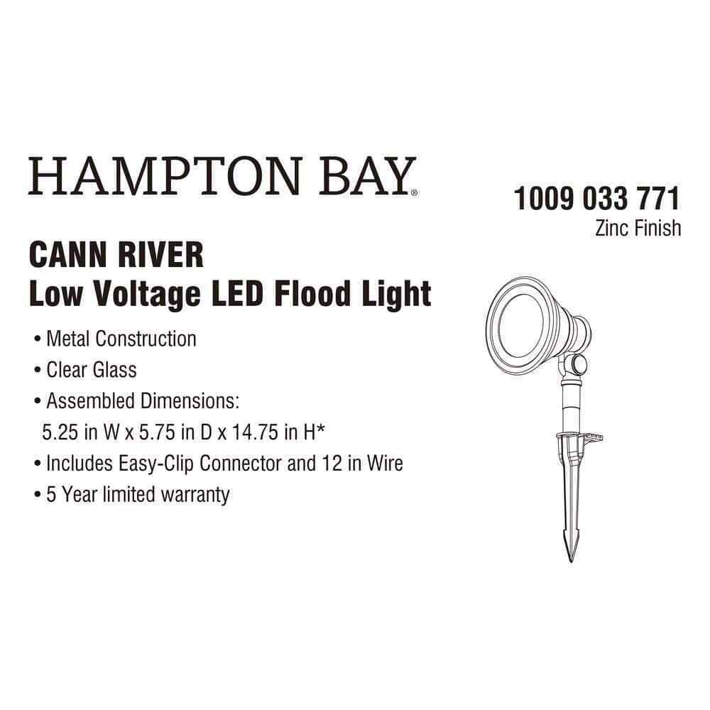 Hampton Bay Cann River Silver Low Voltage Hardwired Landscape Flood Light