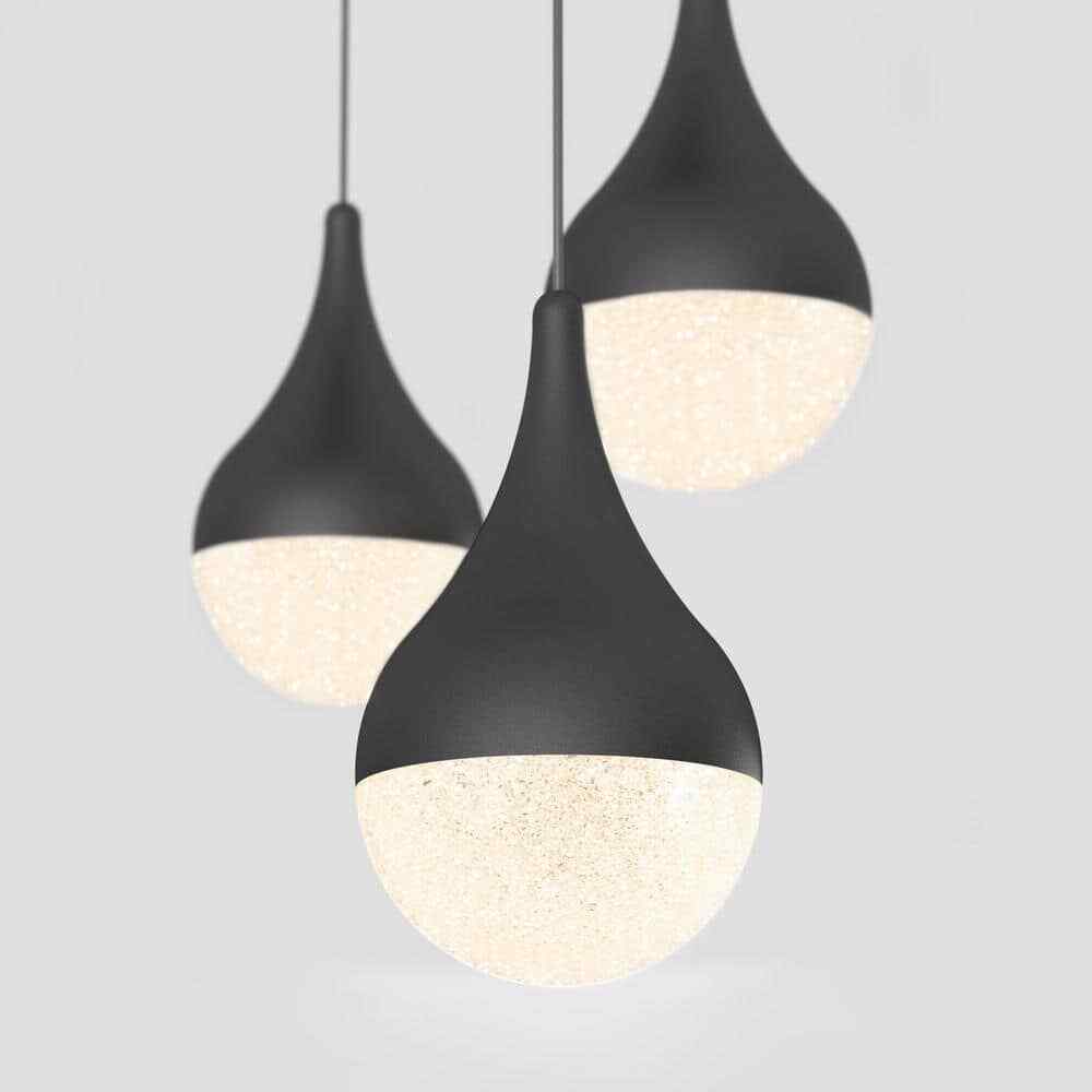 Artika Glitzer Black Modern LED Pendant Light Fixture for Dining Room or Kitchen