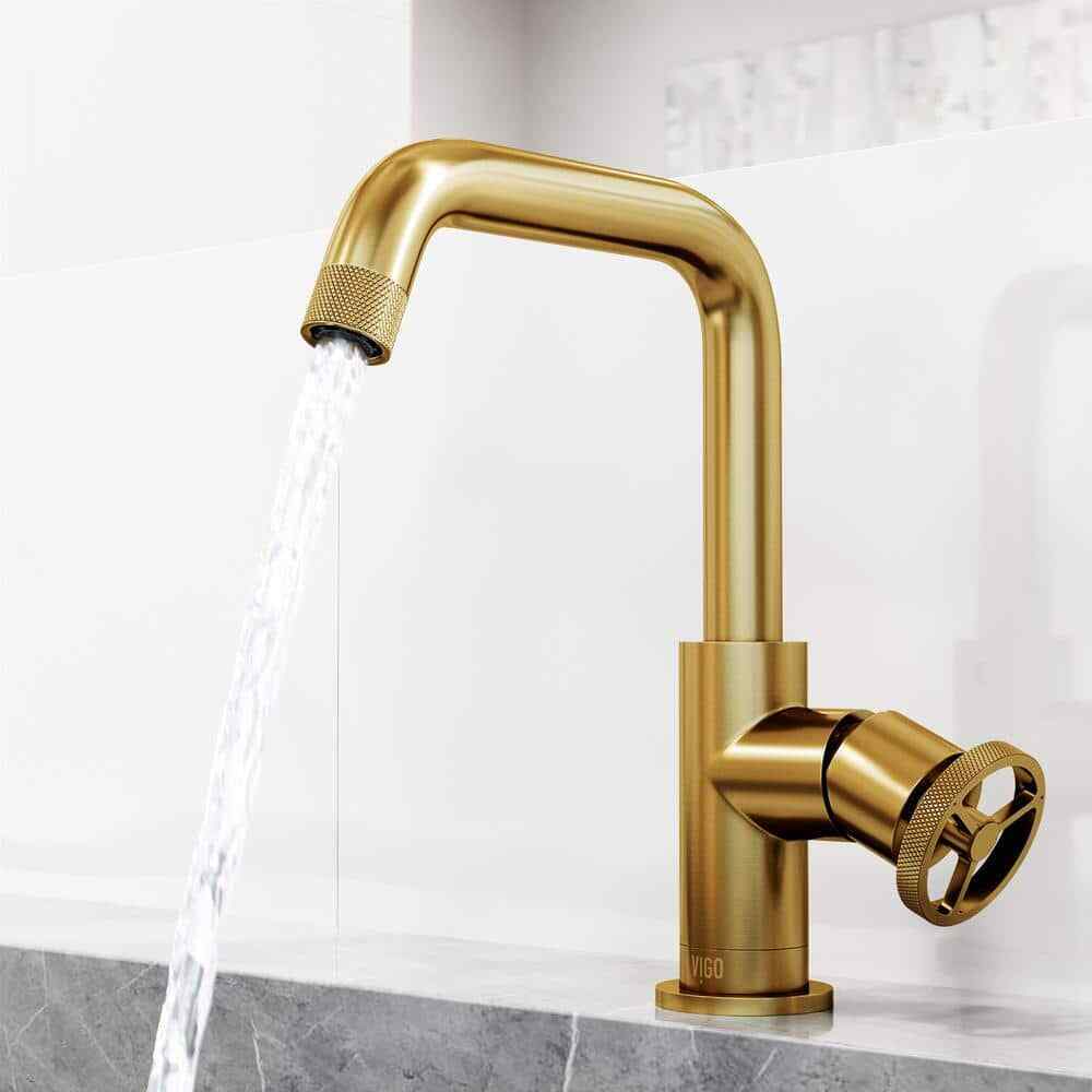 VIGO Cass Single Handle Single-Hole Bathroom Faucet in Matte Brushed Gold