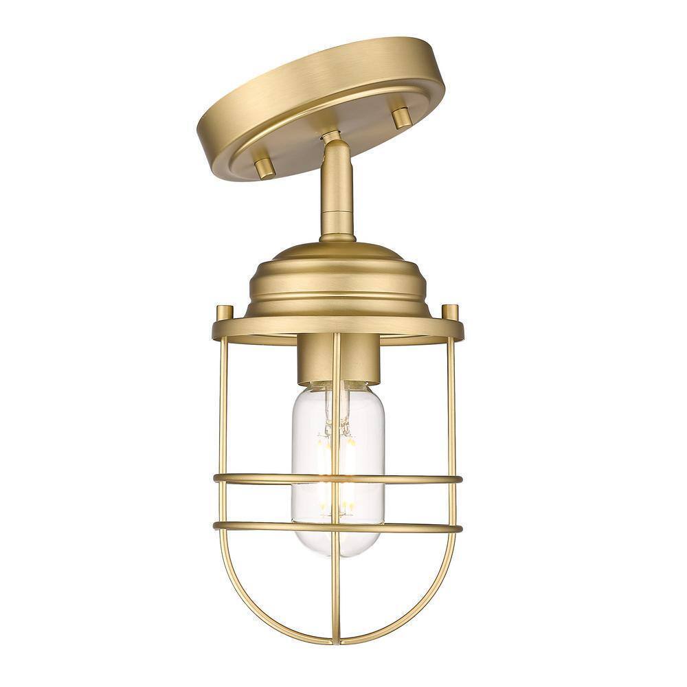 Golden Lighting Seaport 4.63 in. 1-Light Champagne Bronze Semi-Flush Mount