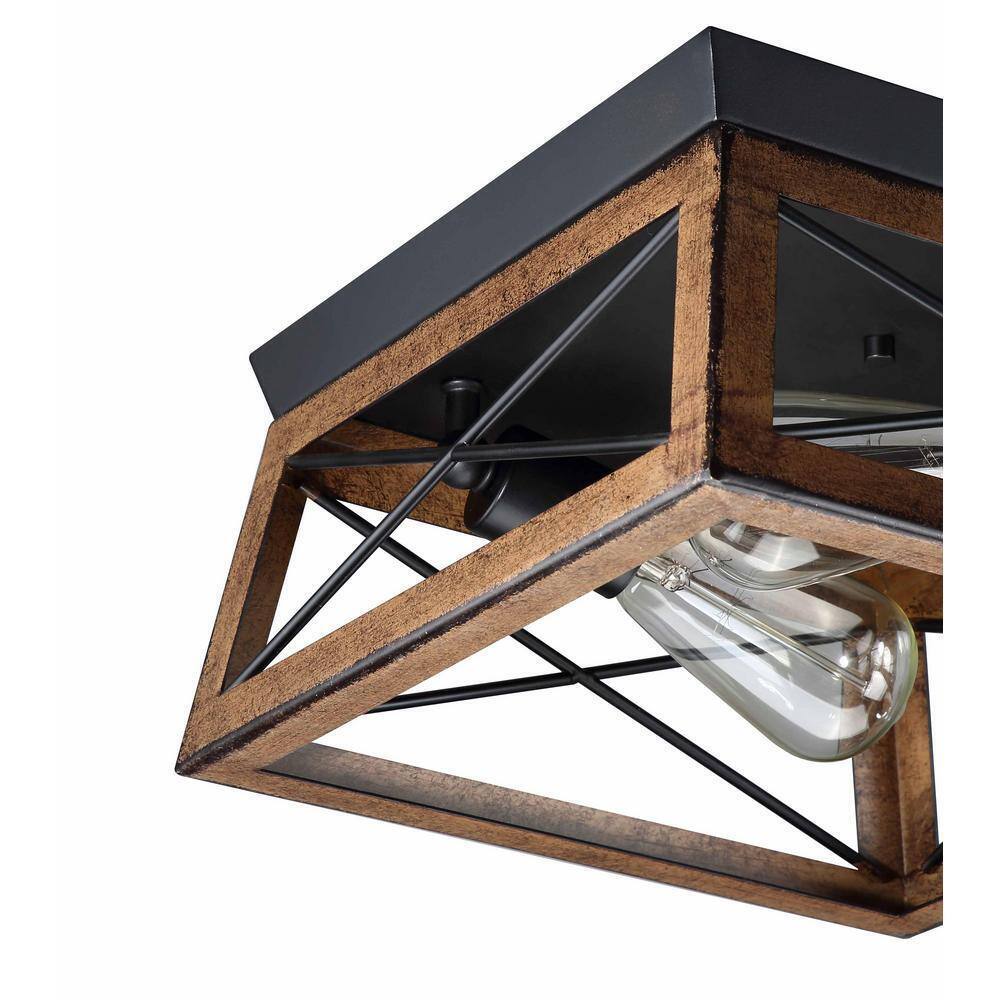Hukoro Mousse 12 in. W. 2-Light Flush Mount with Matte Black Finish