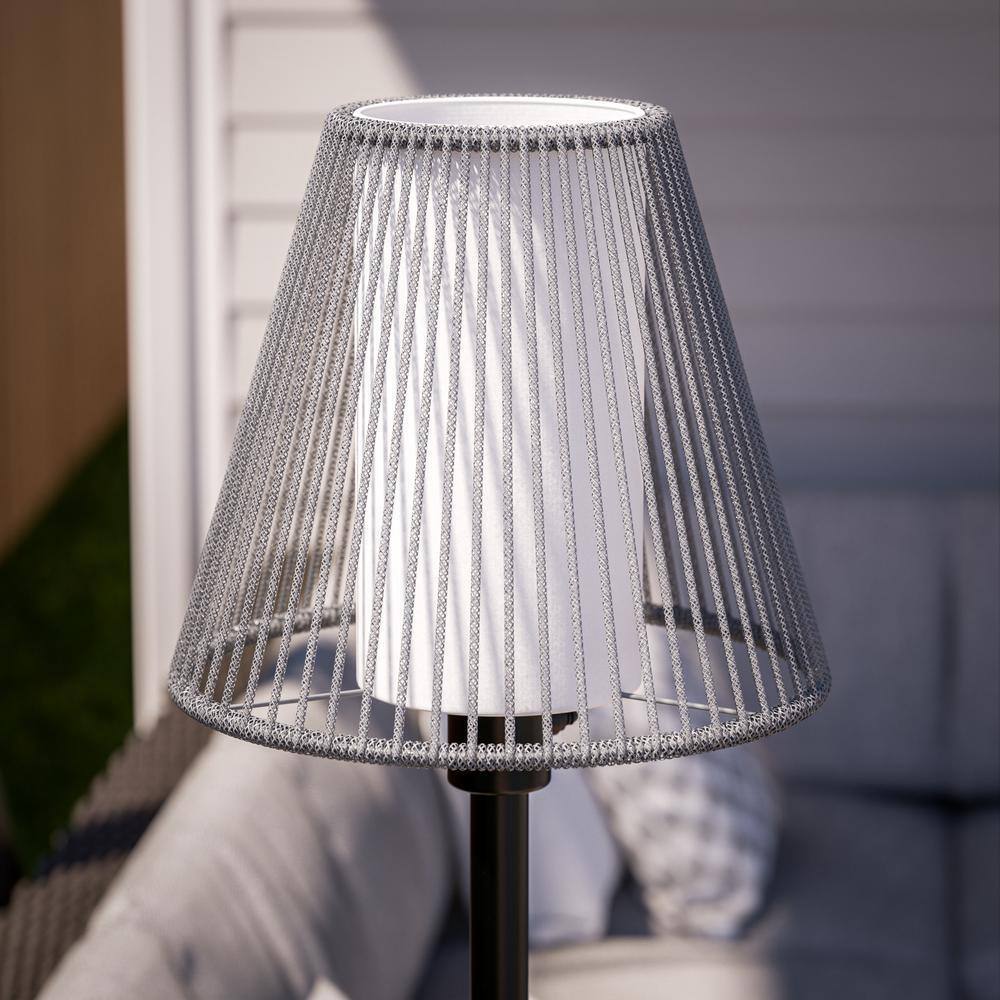 Hampton Bay Aspenwood 61.5 in. Gray and Black Outdoor/Indoor Floor Lamp