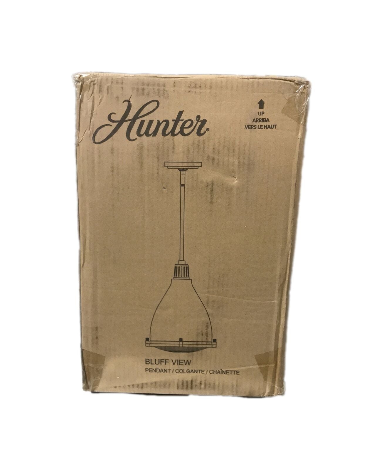 Hunter Bluff View 1 Light Matte Black Island Pendant Light with Metal Shade