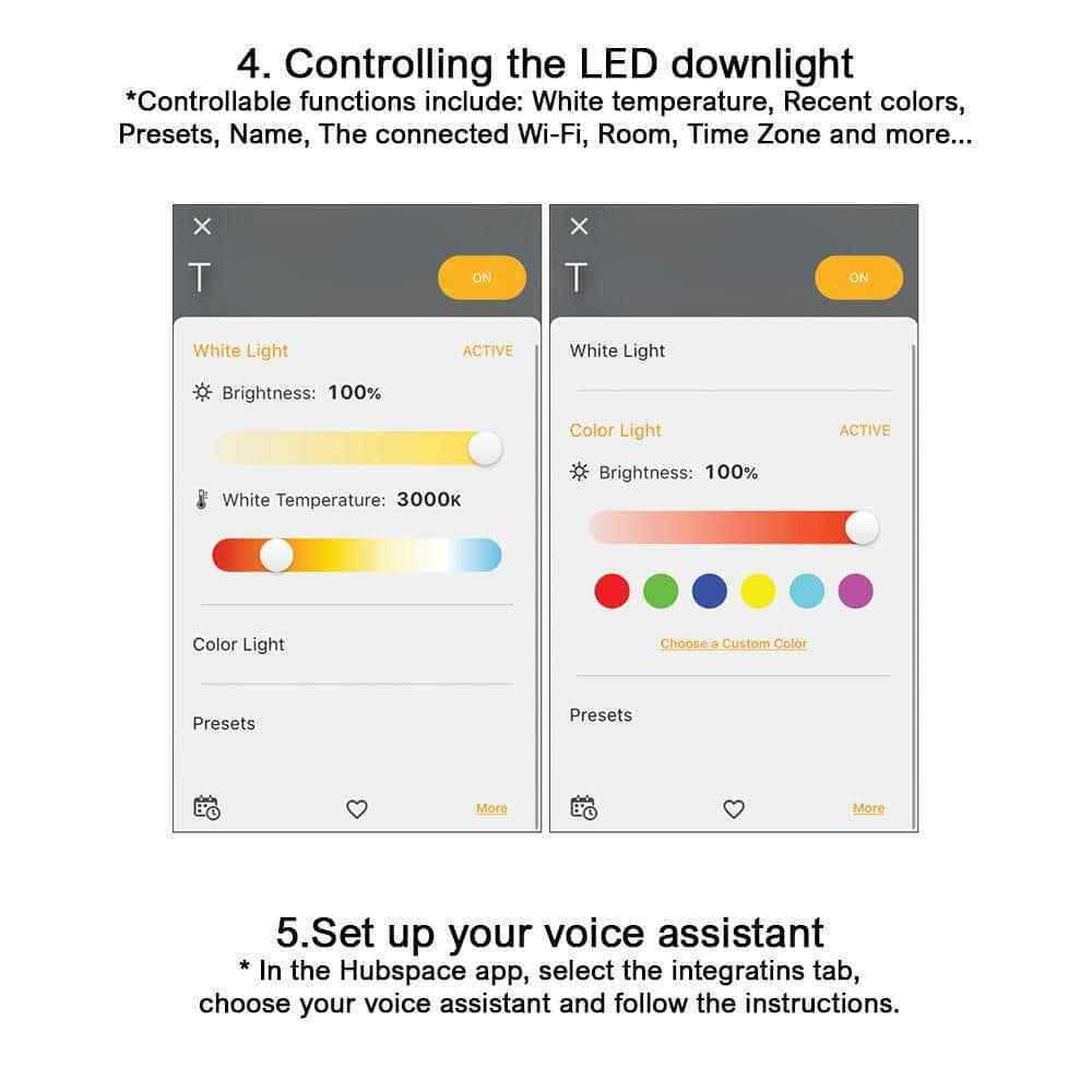 Commercial Electric 5 in./6 in Smart Hubspace Color Selectable LED Recessed Trim