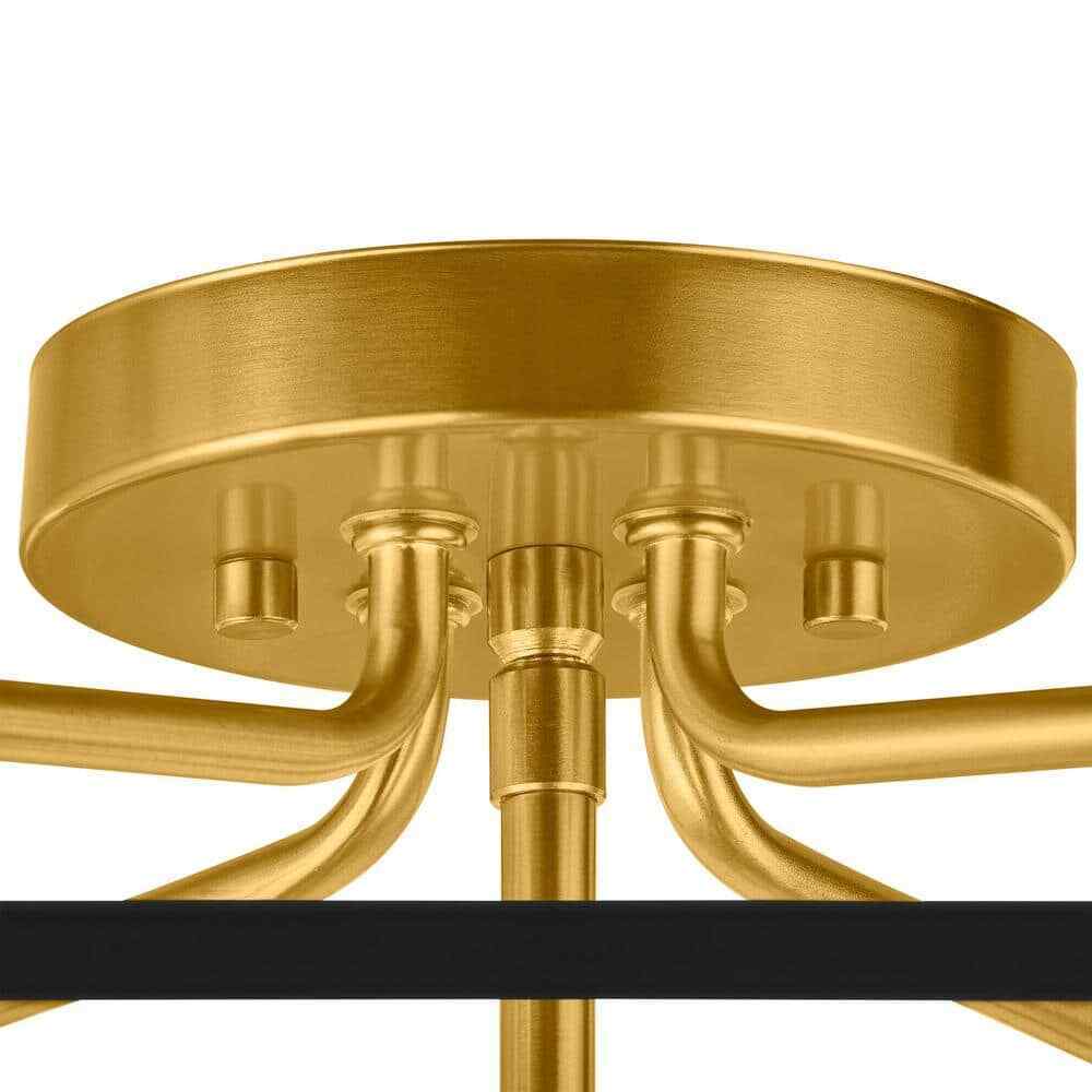 Hampton Bay Parley 12 in. 4-Light Matte Black and Gold Cage Semi- Flush Mount