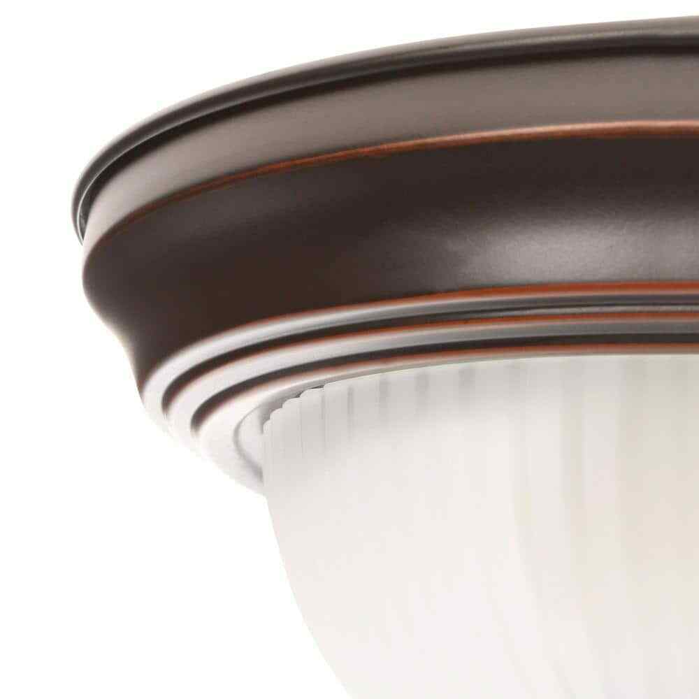 Hampton Bay 11 in. 2-Light Oil-Rubbed Bronze Flush Mount w/ Frosted Swirl Glass