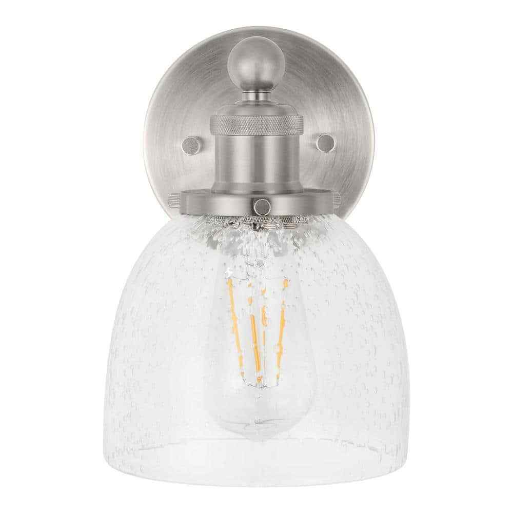 Home Decorators Evelyn 6 in. 1-Light Brushed Nickel Wall Mount Sconce Light