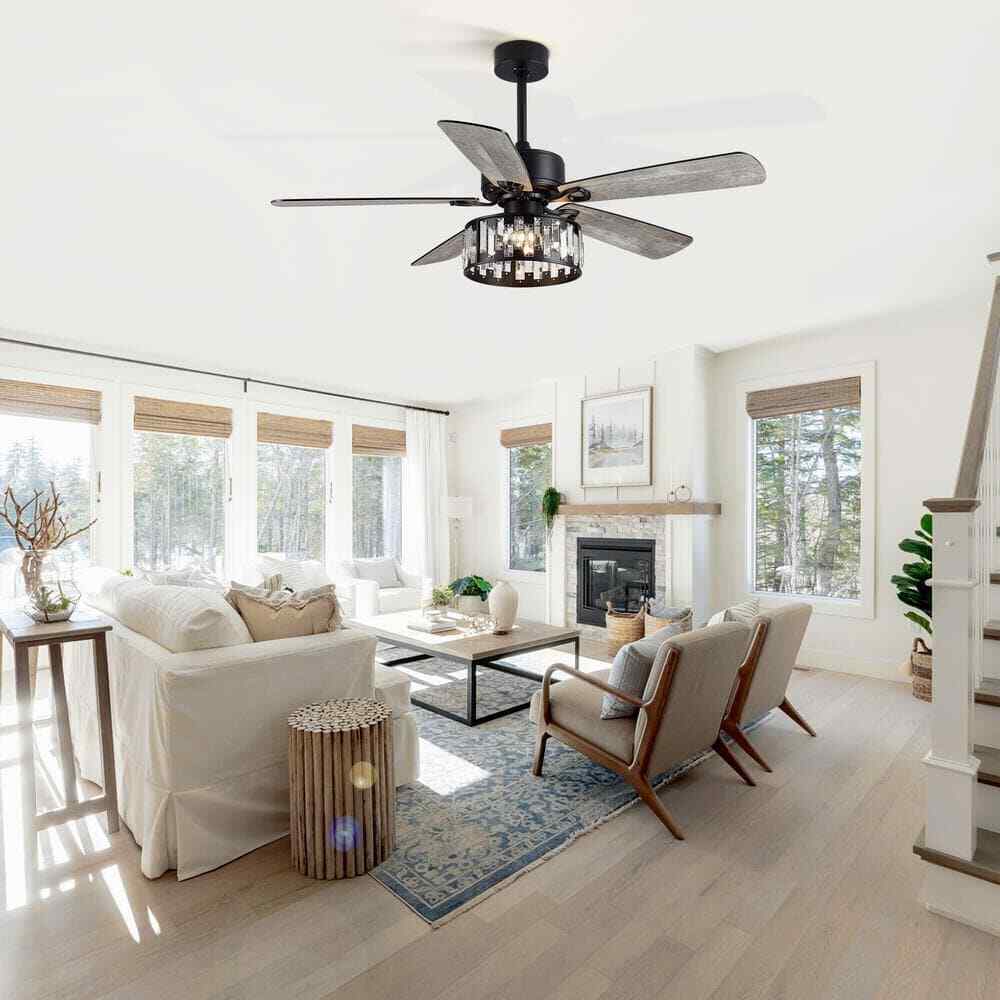 Breezary Sergio 52 in. Indoor Crystal Ceiling Fan w/ Remote Control and Light