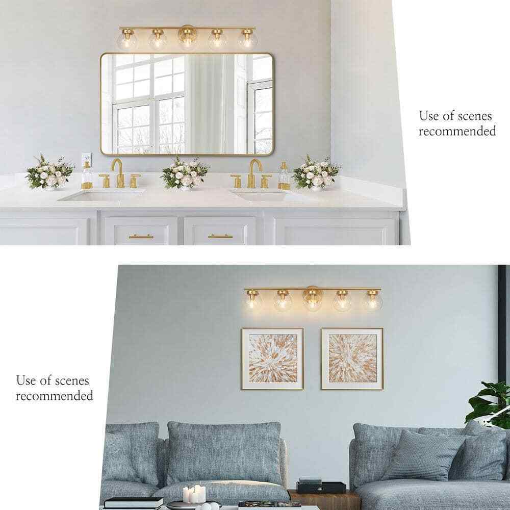 Uolfin Mid-Century Powder Room Vanity Light Bar 34.2 in. 5-Light
