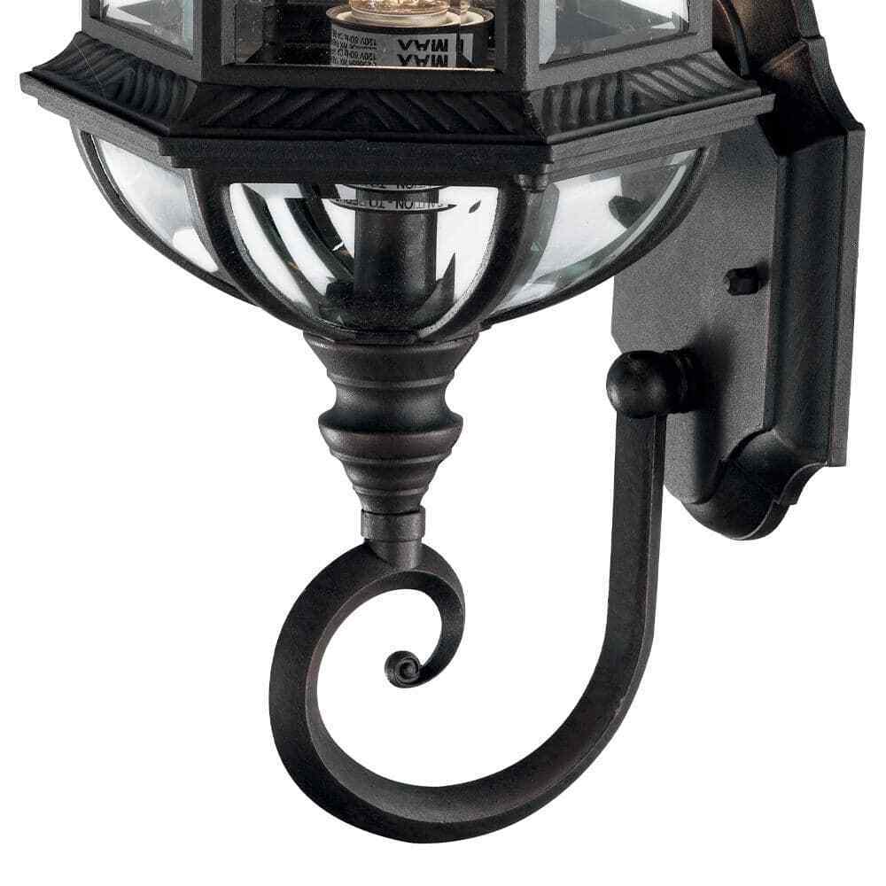 Bel Air Lighting Wentworth 1-Light Large Black Outdoor Wall Light Fixture