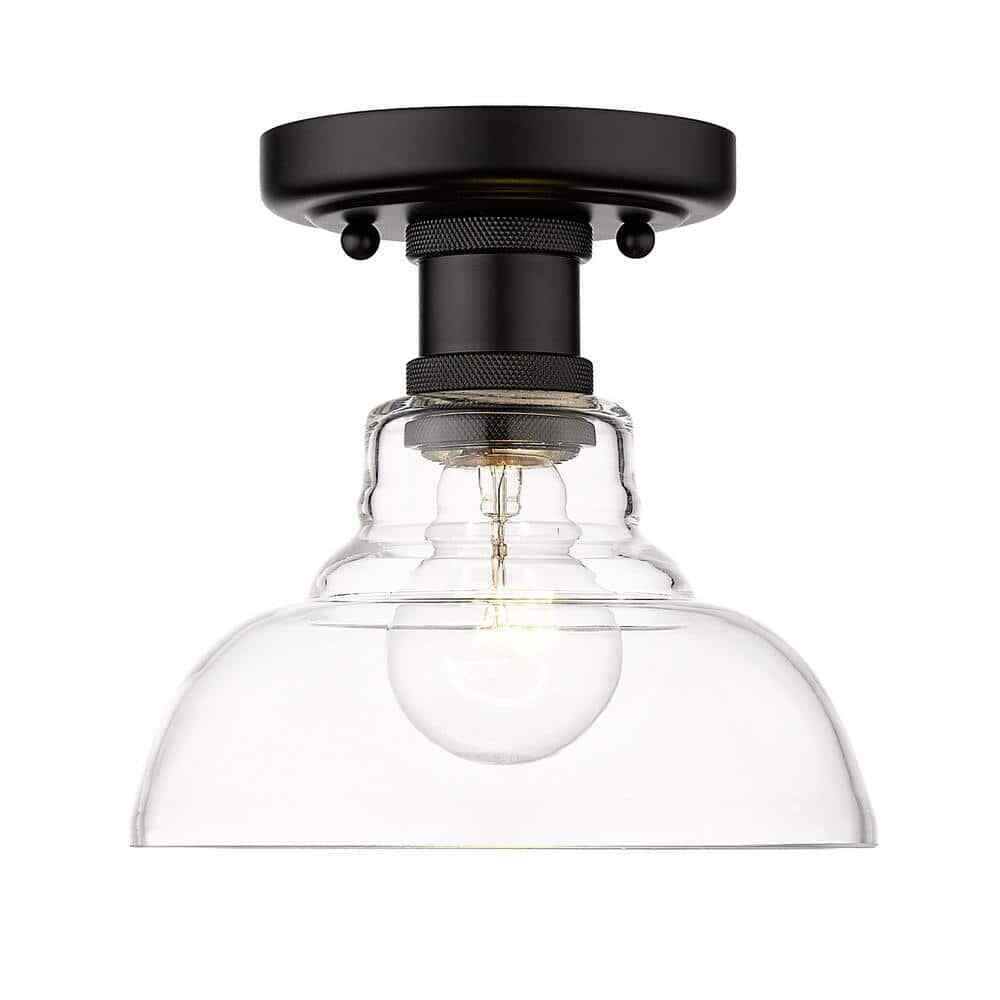 Golden Lighting Carver 7.5 in. 1-Light Matte Black Flush Mount