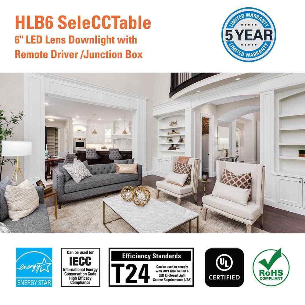 HALO HLB Series 6 in. Canless Dimmable Indoor Outdoor LED Recessed Light Kit