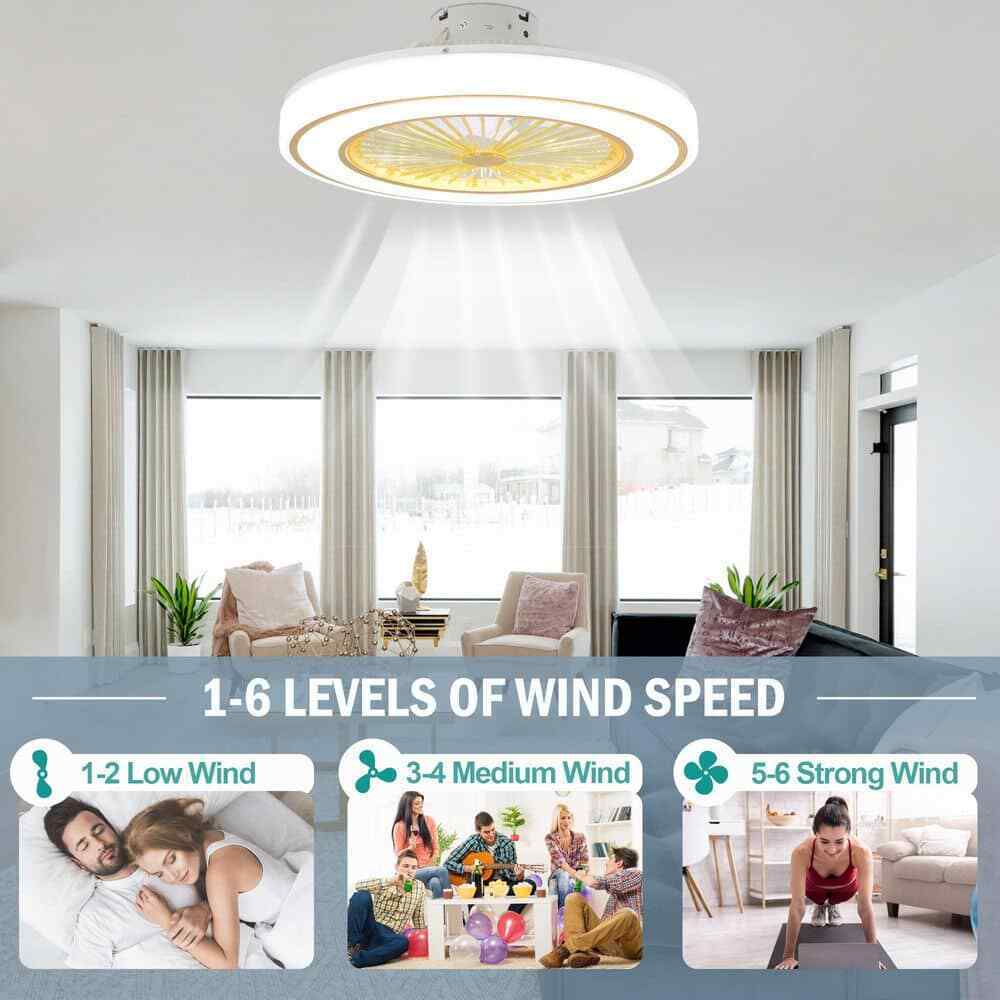 Oaks Aura 20in.LED White Bladeless Smart App Control Low Profile Ceiling Fan