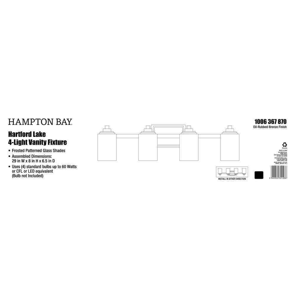 Hampton Bay Hartford Lake 29 in. 4-Light Oil Rubbed Bronze Bathroom Vanity Light