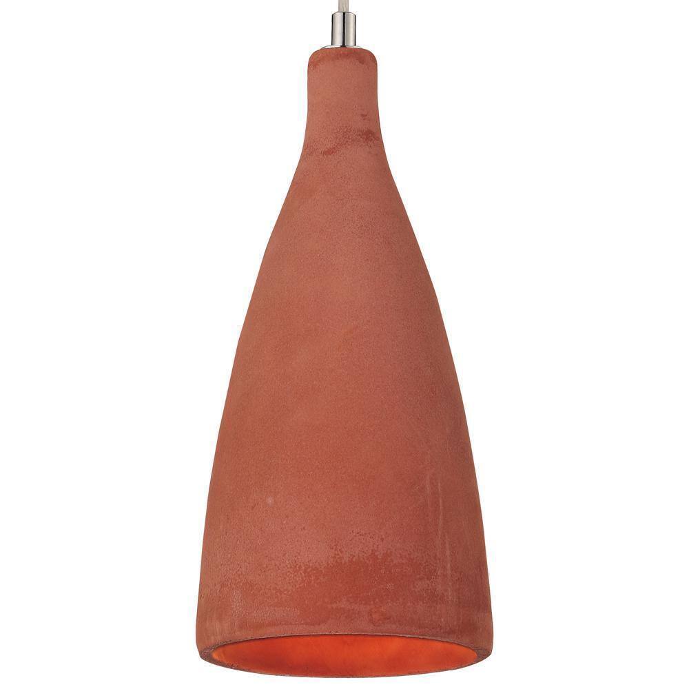 Transglobe 1-Light Rust Bohemian Mini Pendant Light with Concrete Shade