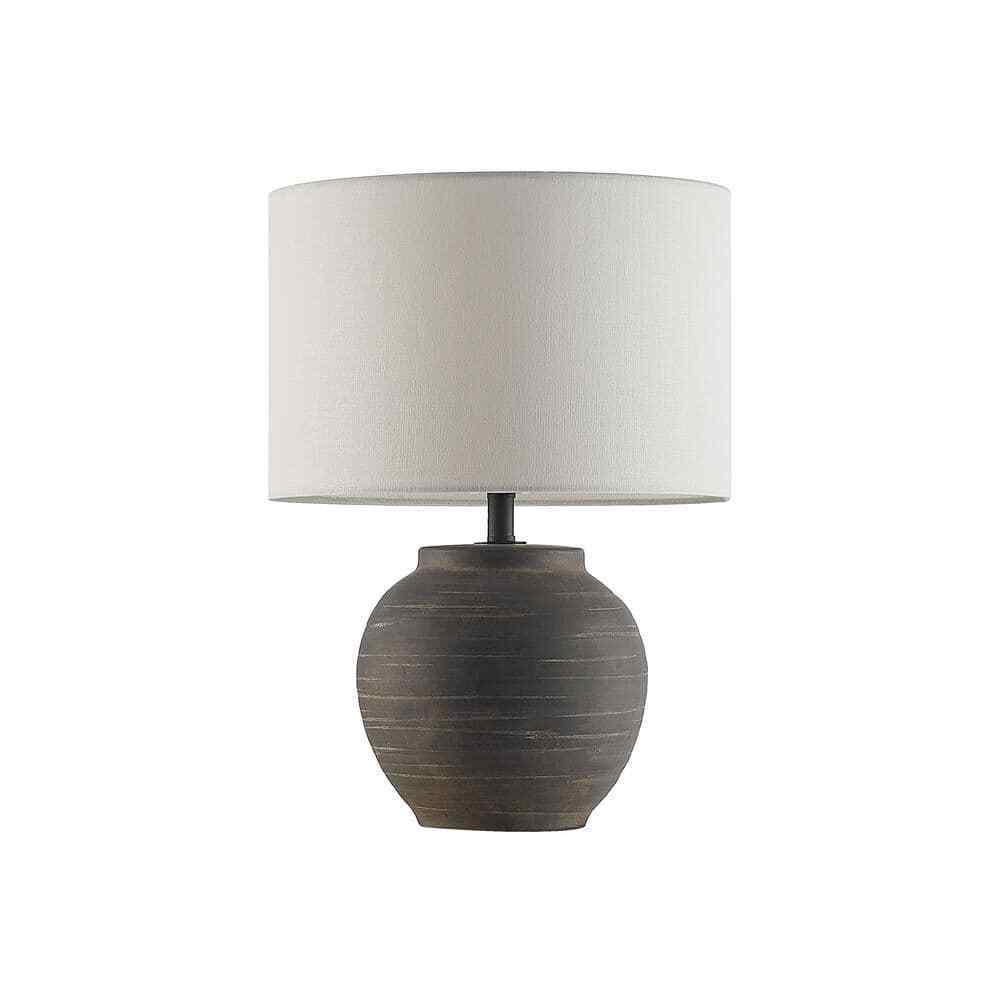 Hampton Bay Hookston Black 18 in. Ceramic Table Lamp with White Fabric Shade