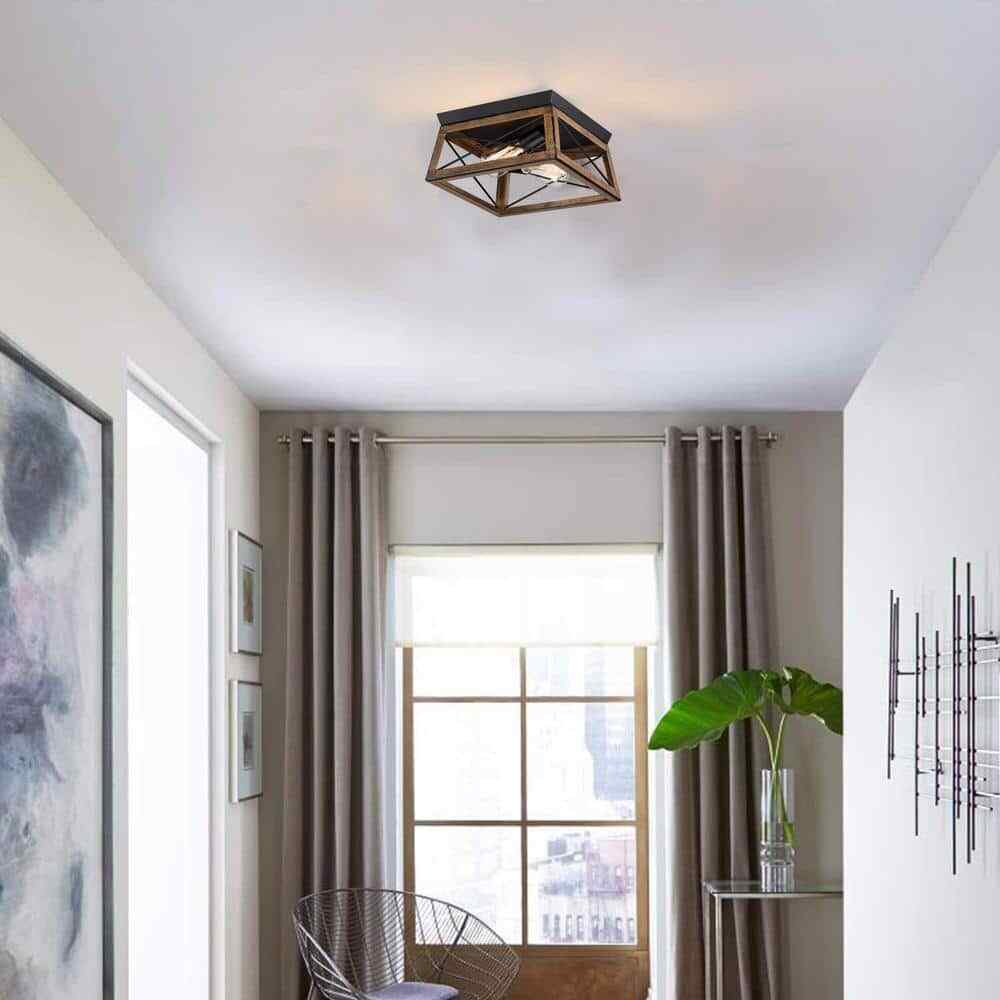 Hukoro Mousse 12 in. W. 2-Light Flush Mount with Matte Black Finish