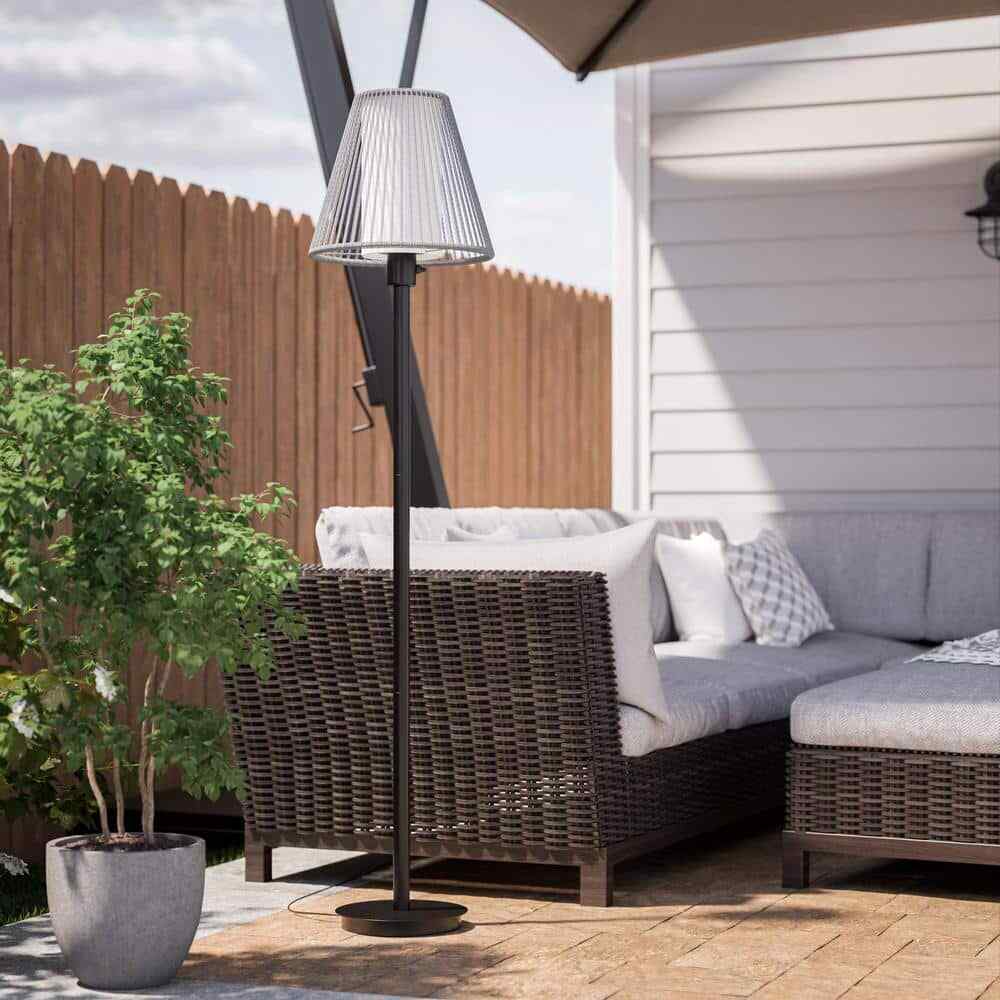 Hampton Bay Aspenwood 61.5 in. Gray and Black Outdoor/Indoor Floor Lamp