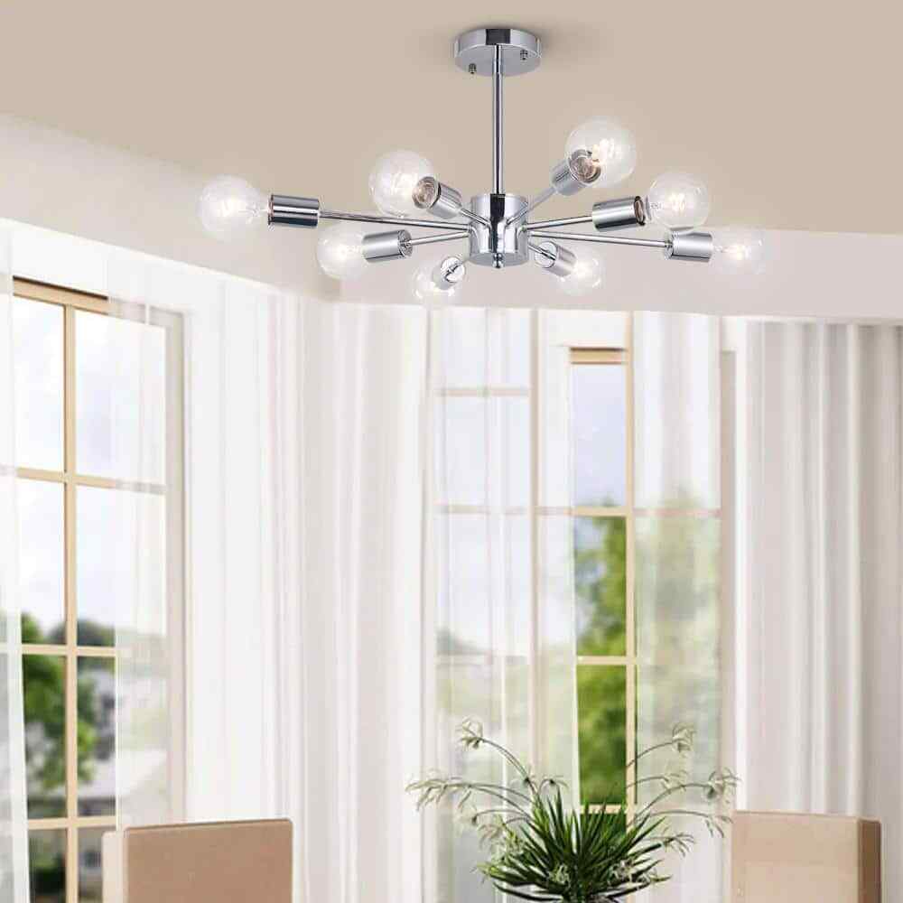 RRTYO Taraji 24.01 in. 8-Light Semi Chrome Semi-Flush Mount