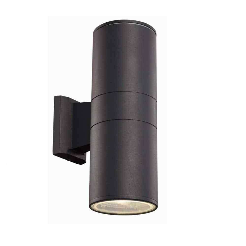 Bel Air Lighting Compact 12 in Black LED Cylinder Outdoor Wall Light Clear Glass