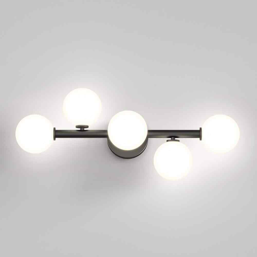 Artika Bloom 5-Light Black Modern LED Vanity Light Bar Bathroom Frosted Glass