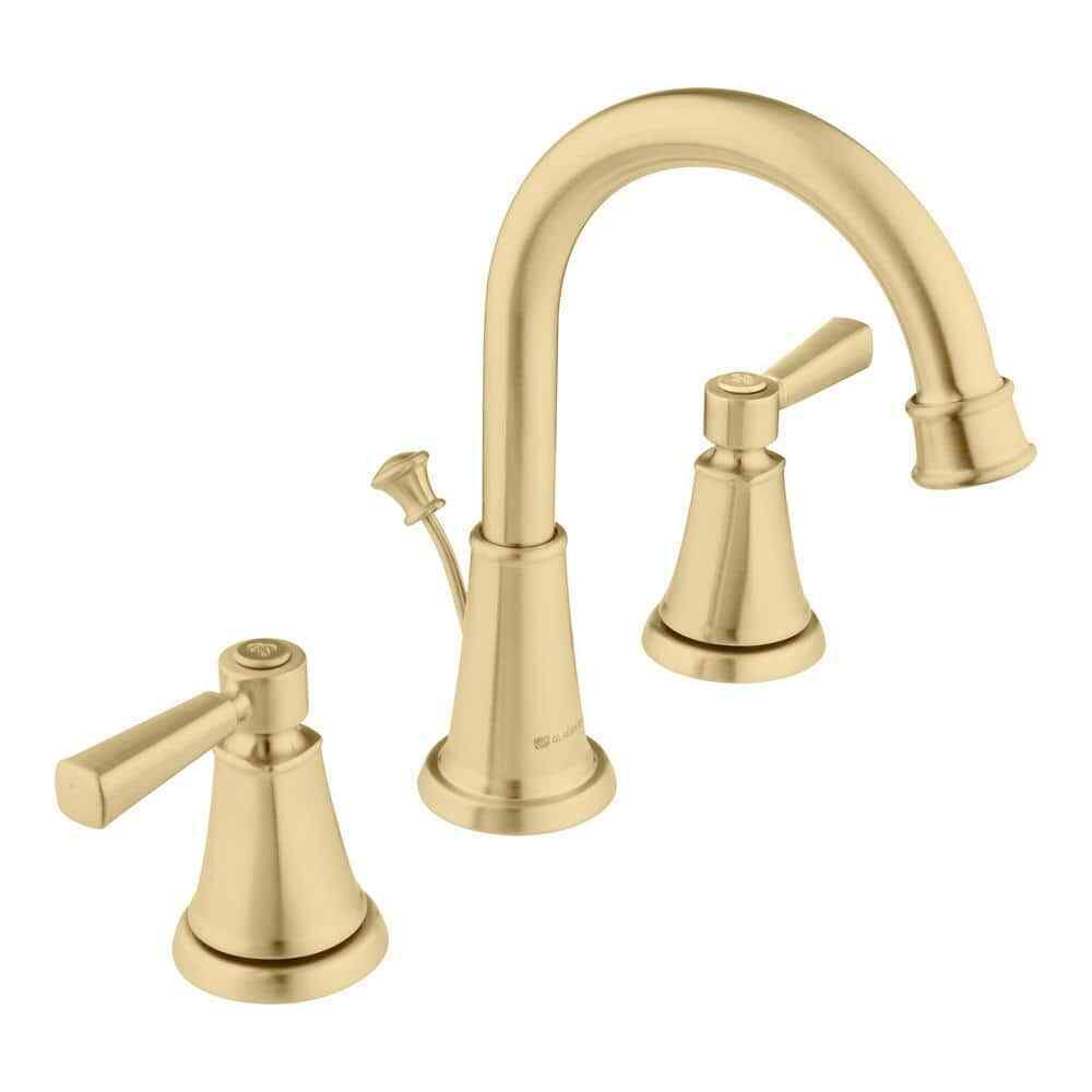 Glacier Bay Melina 8 in. Widespread 2-Handle High-Arc Bathroom Faucet Matte Gold