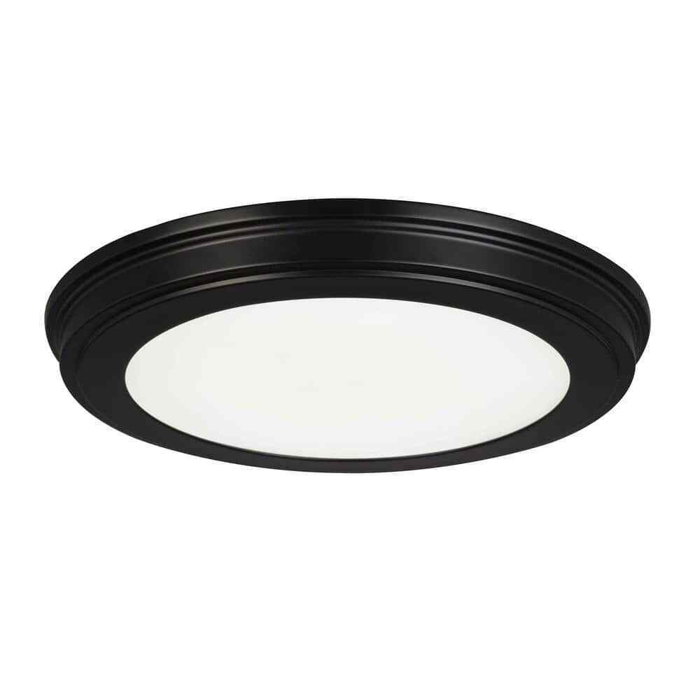 Commercial Electric Matte Black LED Flush Mount Low Profile Ceiling Light 2-Pack
